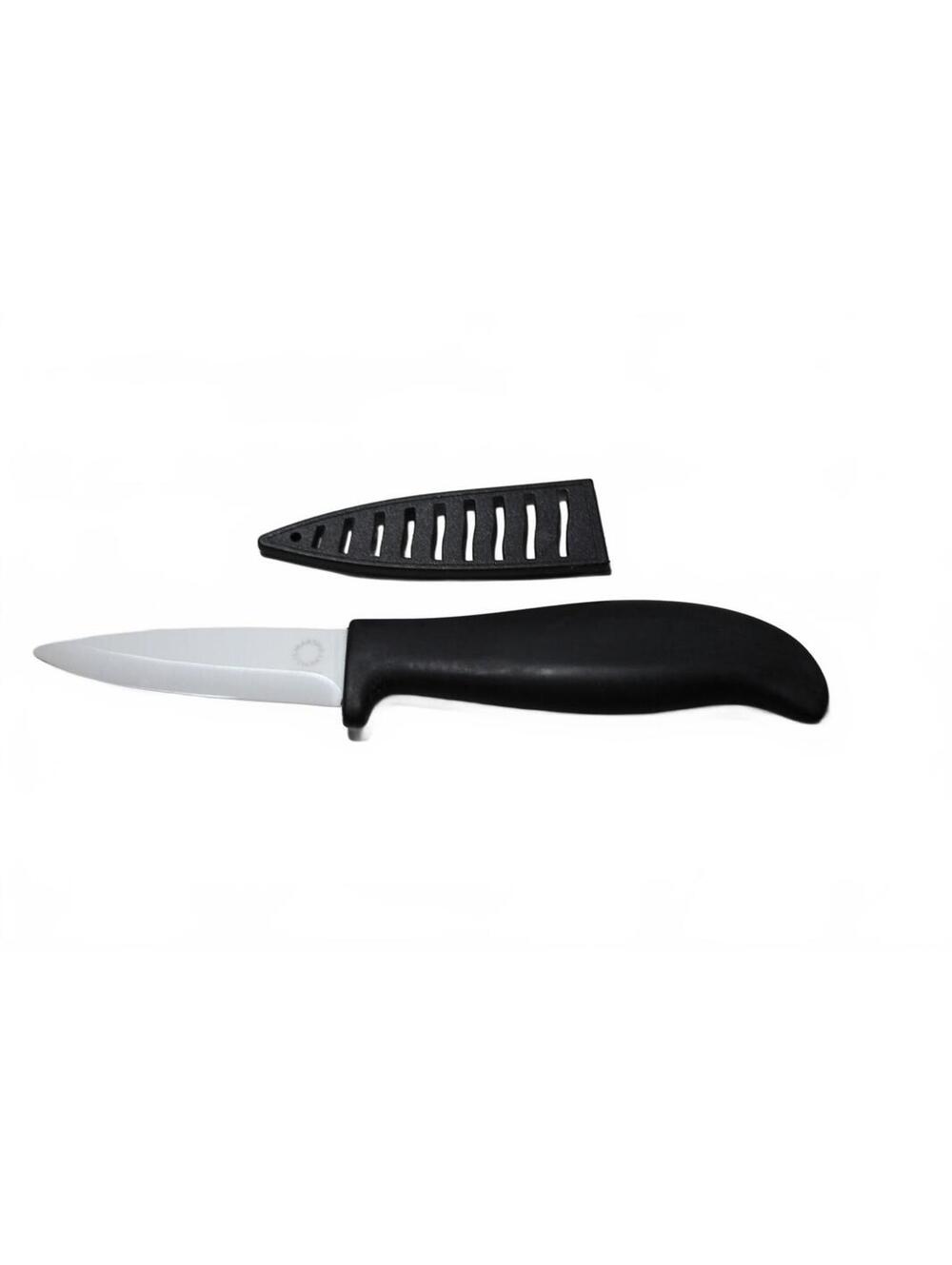 MARTHA STEWART Ceramic 3 Inch Paring Knife Black Handle Protective Sheath Cover